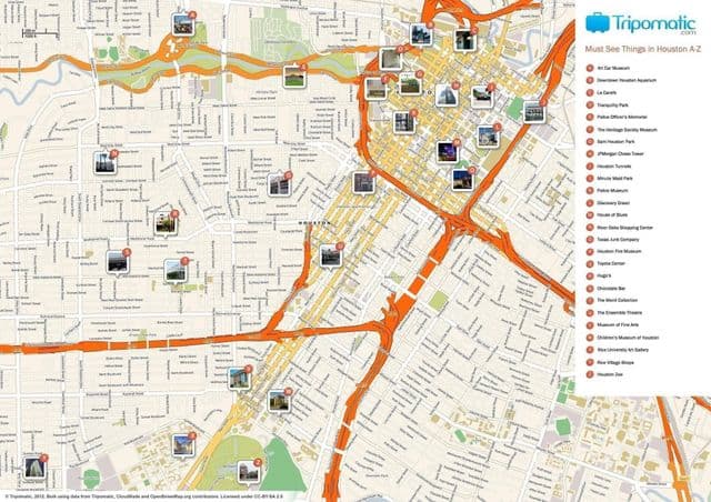 Plan des attractions de Houston