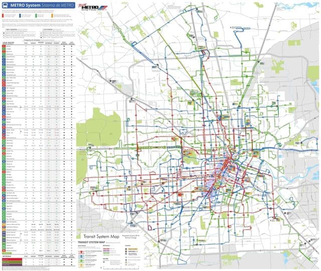 Plan des stations bus de Houston