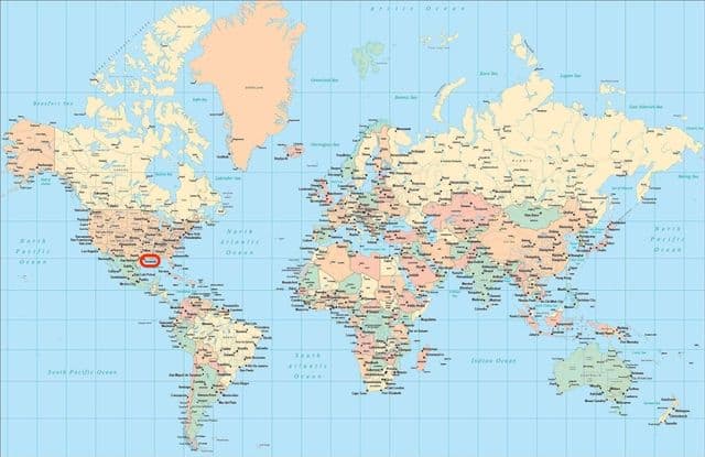 Ville de Houston sur la carte du monde