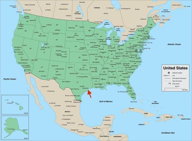 Ville de Houston sur la carte de Texas - USA