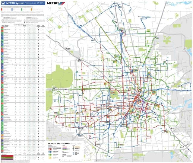 Plan des transports publics de Houston