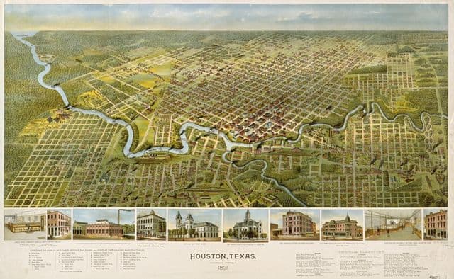 Plan antique de Houston