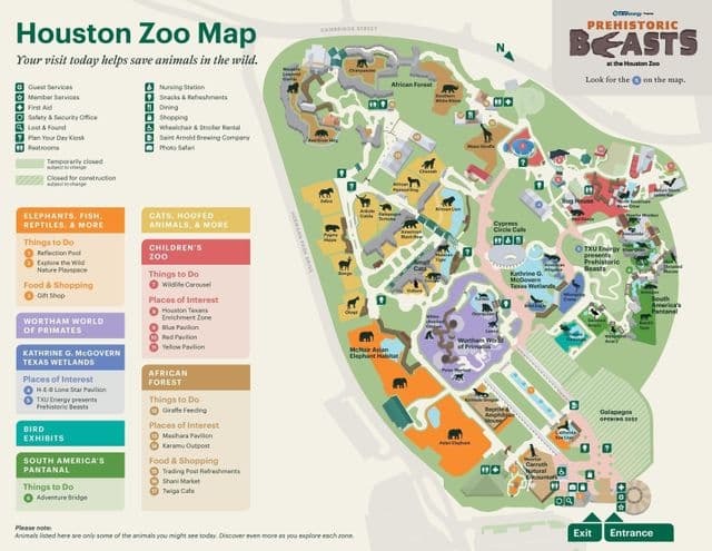 Plan du parc zoologique de Houston